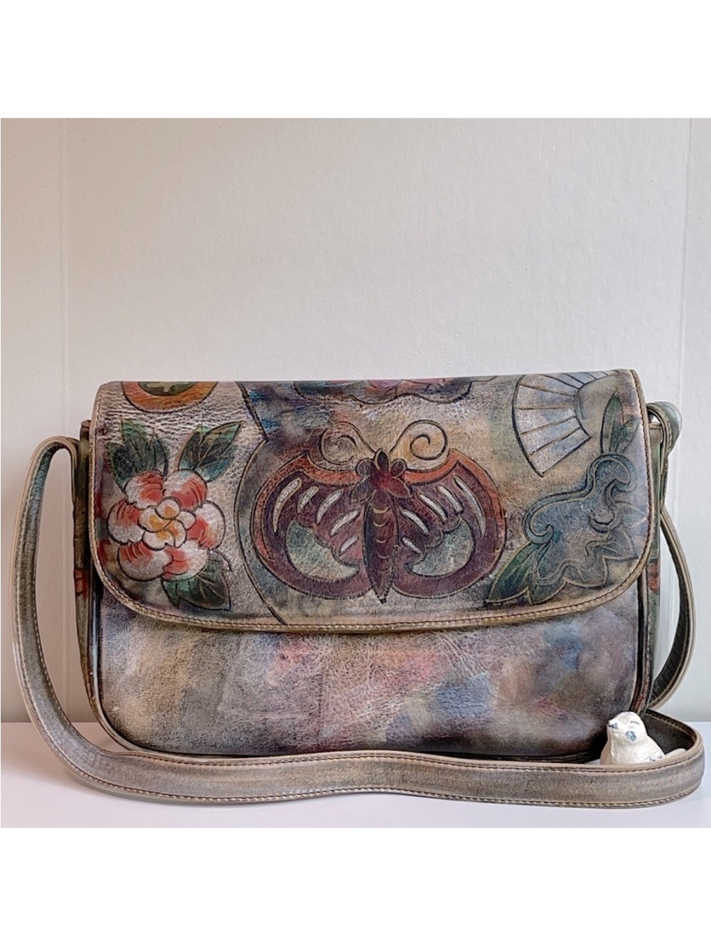 Jane Yoo Wearable Art Handpainted Leather Crossbody Bag